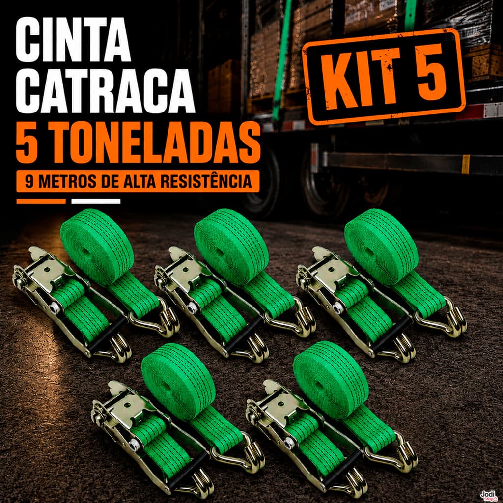 Cinta De Carga 5T Com Catraca E Gancho Tipo J Reforçado
