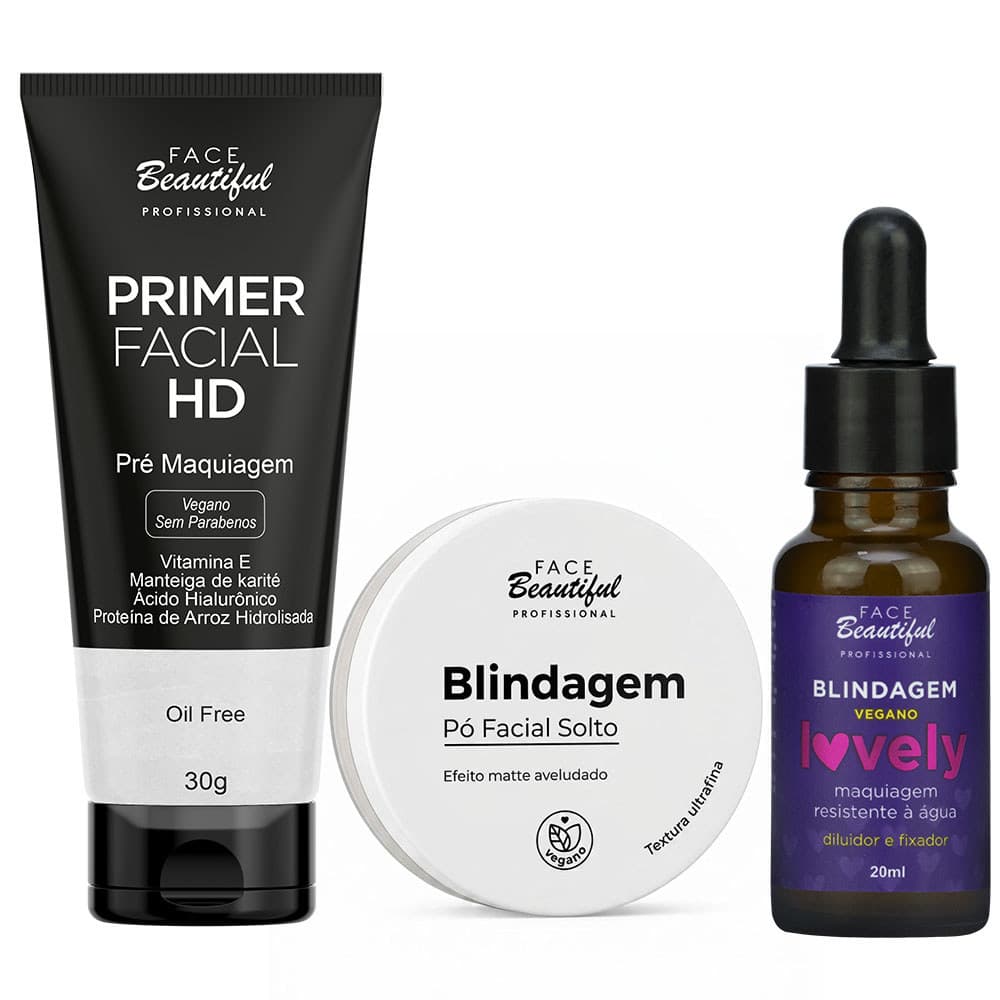 Kit Blindagem Primer Pó Solto Lovely Face Beautiful