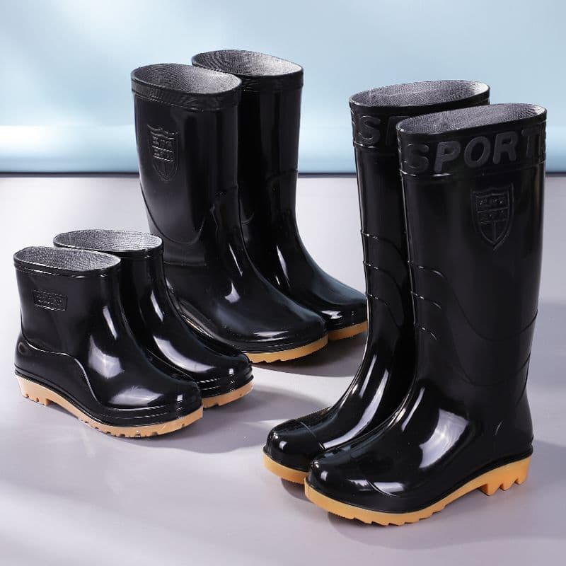 Botas de chuva de tendão de carne espessadas resistentes ao desgaste Sapatos de água Botas de chuva masculinas de tubo c