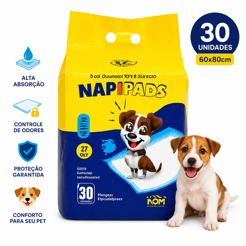 Tapete Higiênico para Cães 80x60cm Ultra Absorção 30 Unidades Anti Odor Pet Treinamento Cachorro