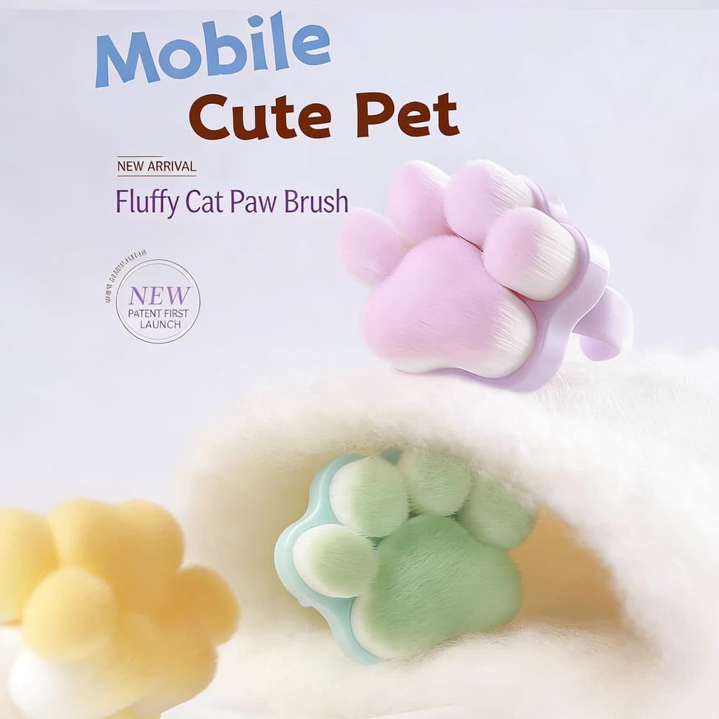 {New}Cat Paw Brush with Pre-processed Edge Ring, Fine Soft Bristle Dust Brush, Nail Art Cleaning Tool
