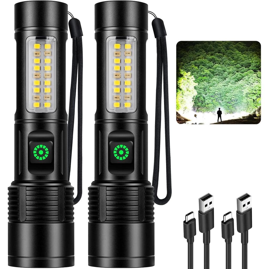 Lanternas Recarregáveis LED de Alto Lúmen - Lanterna Super Brilhante de 99.000LM, Lanterna Potente Ajustável com 5 Modos