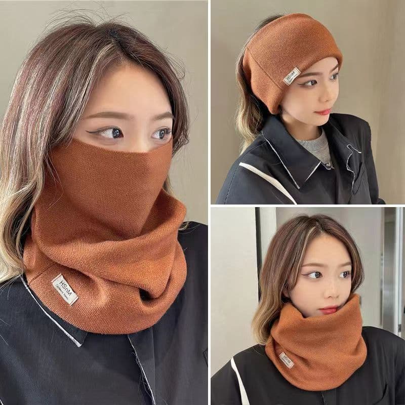 Outono inverno versão coreana cor sólida à prova de frio máscara facial feminino cachecol quente pendurado orelha babado