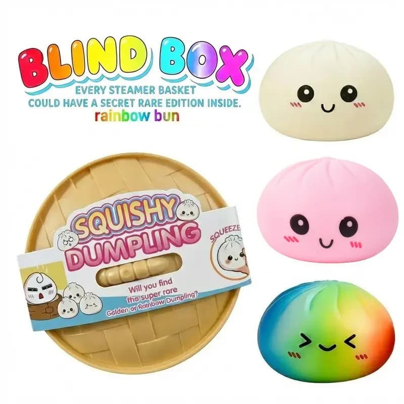 Squishy Expressivo em Forma de Grande Bolinho - Caixa Surpresa, Brinquedo Anti-stress Mysecret Bun, Material TPR Macio,