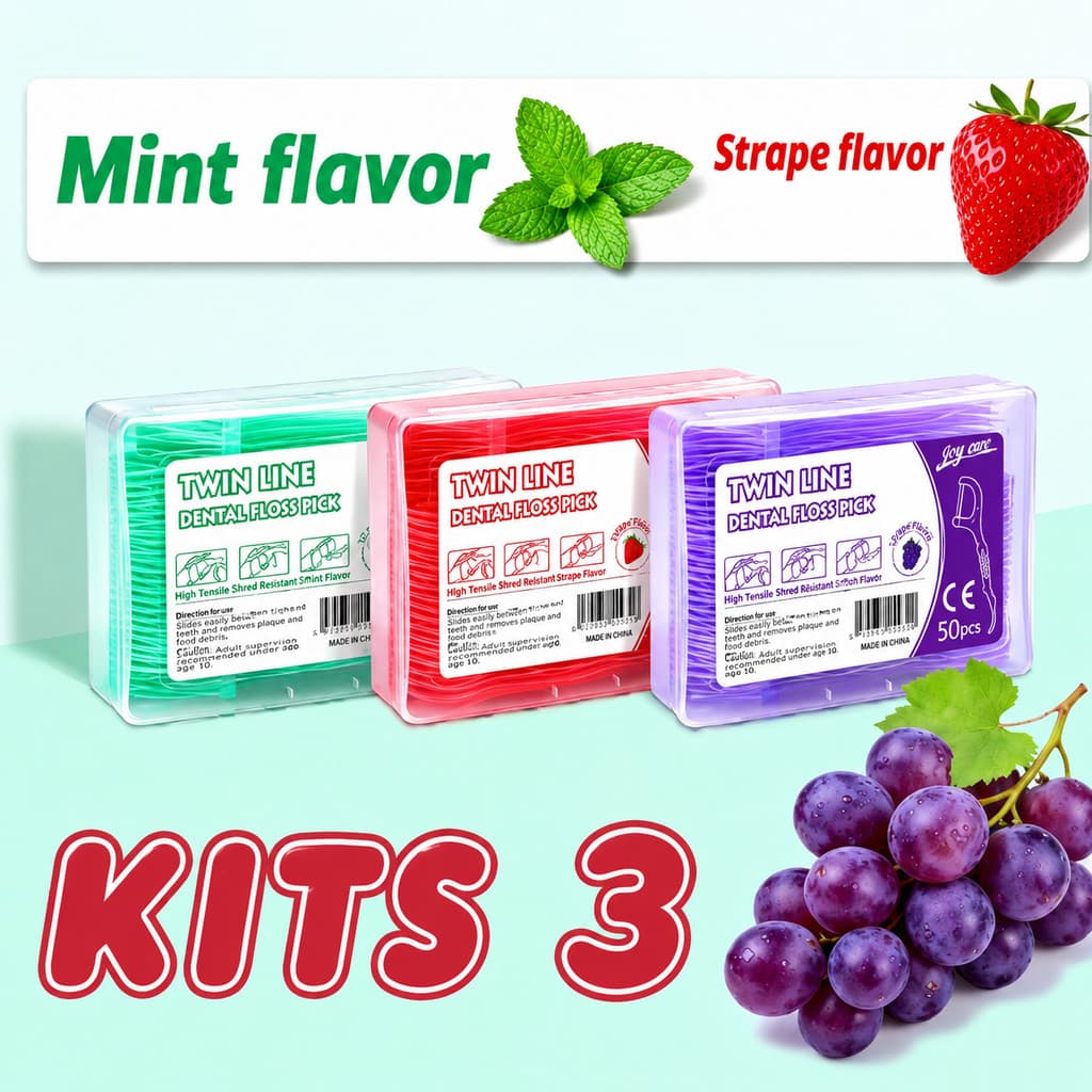 Kit Fio Dental Dental Floss Pick 3 Caixas Alta Resistência