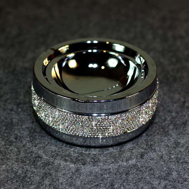 Luxo diamante-cravejado escritório cinzeiro doméstico moda criativa multifuncional cinzeiro de aço inoxidável pequeno ci