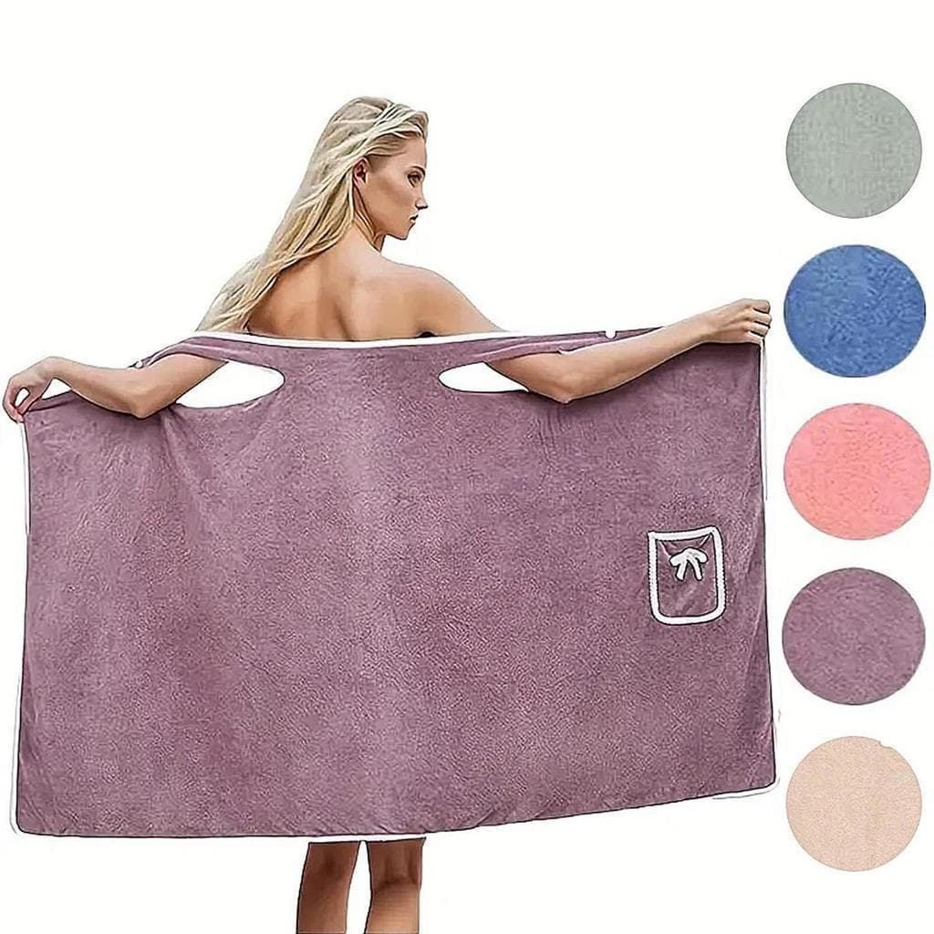 Roupão feminino de lã coral, uma saia de banho macia e absorvente que as mulheres podem usar como toalha, adequado para