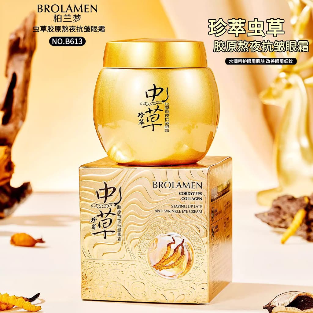 Cordyceps colágeno ficar acordado até tarde Anti-rugas creme para os olhos hidratante firmador oficial genuíno creme de