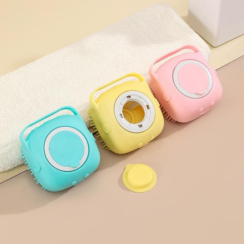 Multifuncional Silicone Pet escova cão gato esfregando banho ferramenta útil bebê crianças Shampoo escova de banho líqui