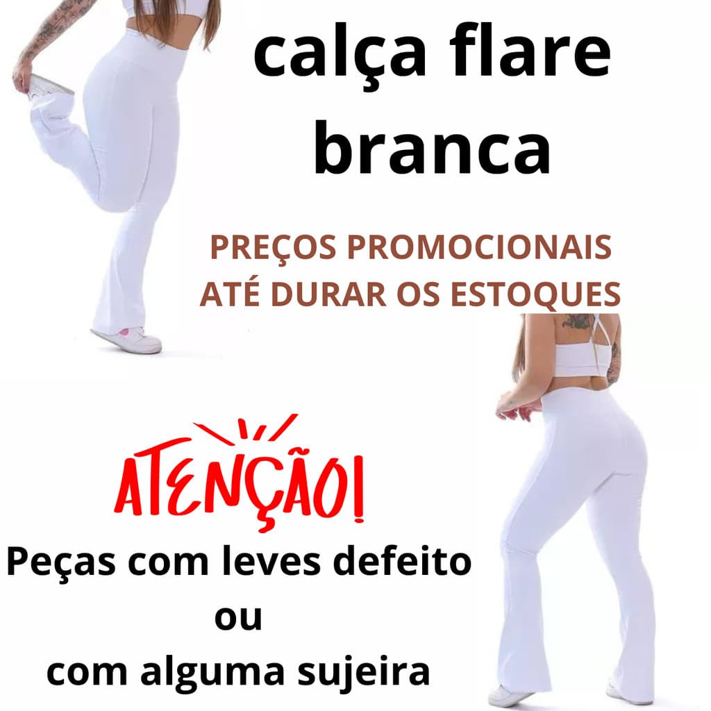 Calça Legging Flare Branca, boca sino, enfermagem,dentista,fisioterapeuta, treino Novas leve defeito