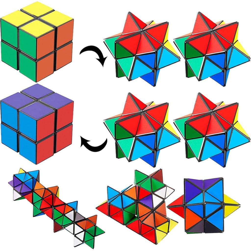 4 Peças Cubo Infinito 2 em 1 Brinquedo Anti-stress Cubo Mágico Estrela Yoshimoto Quebra-cabeça Geométrico Transformável