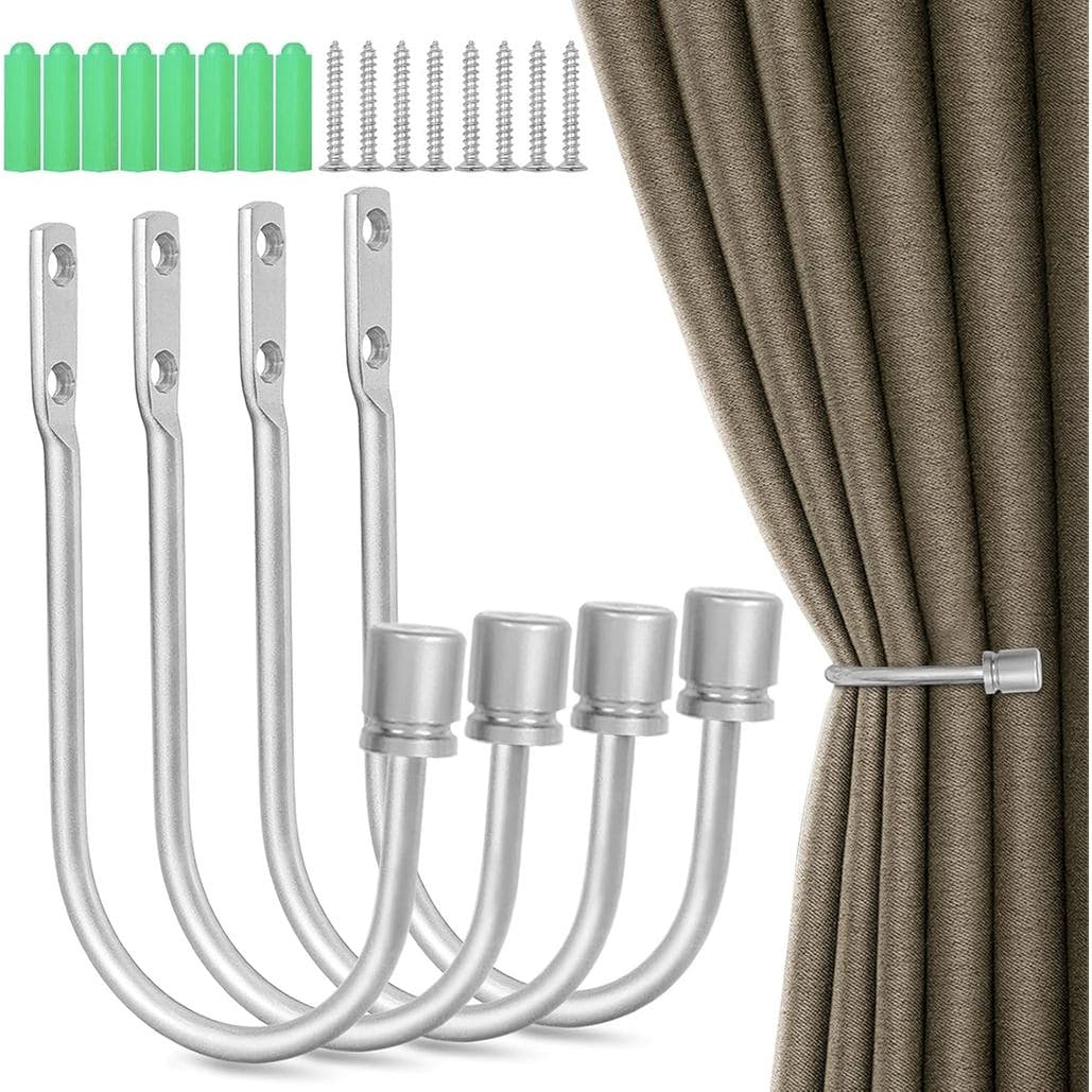 Suportes para Cortinas, Conjunto de 4 Amarras para Cortinas, Suportes de Cortina em Níquel Escovado para Cortinas Intern