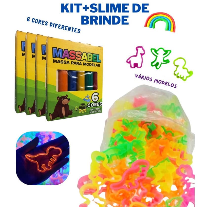 Kit 4 caixas de Massinha Modelar 65g Alcalex 4 cx + 25 Cortador Molde Forminha Para Festa Aniversário Lembrancinha(4)