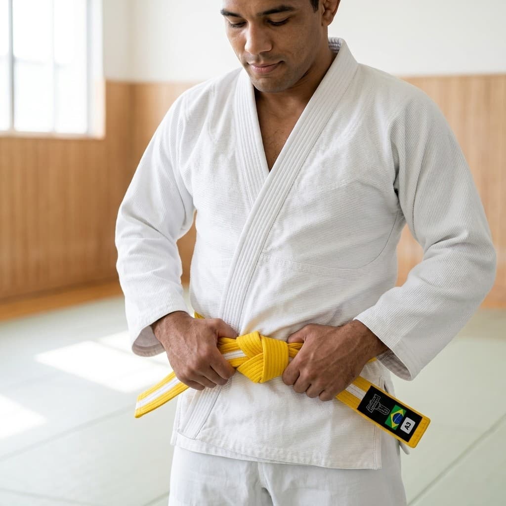 Faixa Jiu Jitsu Graduação Com Fita Branca Confortável Resistente Treino Competição Campeonato
