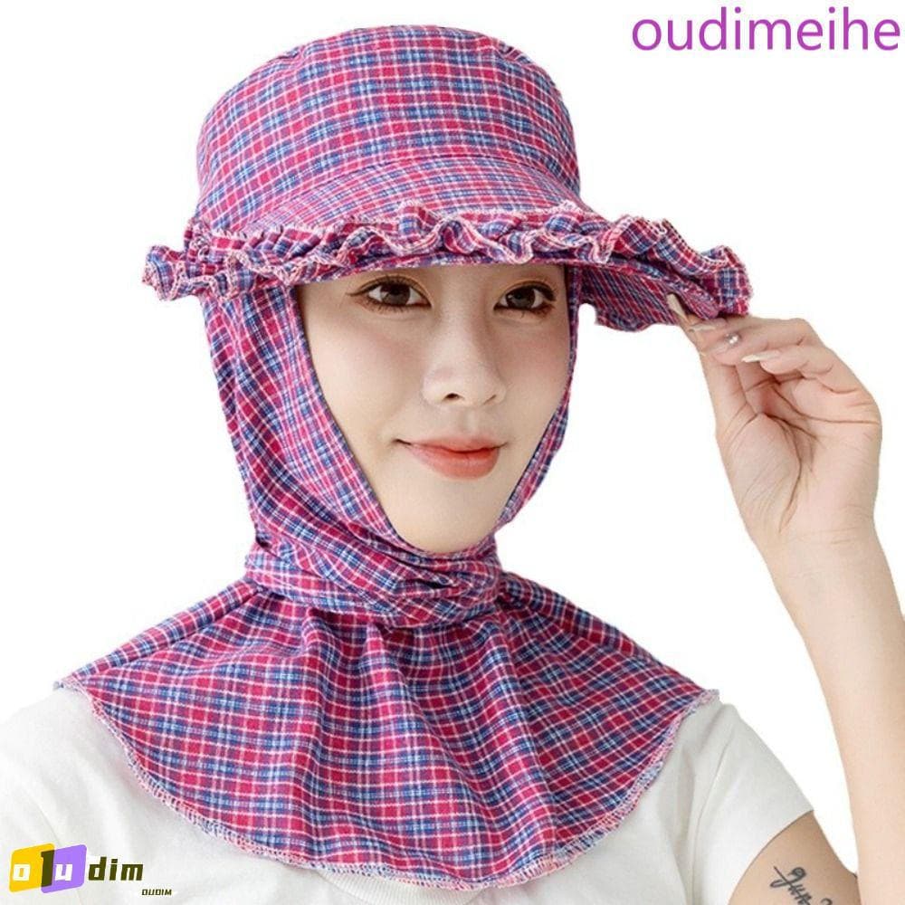 Chapéu De Sol Feminino OUDIMEIHE , Aba De Orelha , Flor , Pescoço , Capa Protetora , Máscara Facial Larga , Protetor Sol