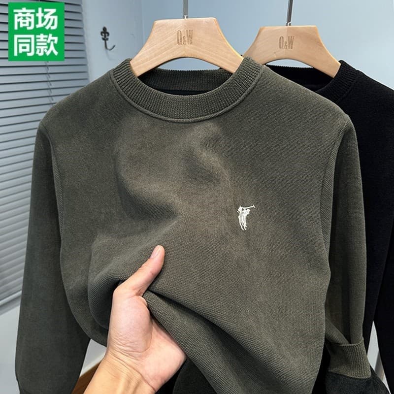 Paul La velo polo bordado camiseta masculina camisa de fundo Oli velo em torno do pescoço grosso algodão t forro de lã d