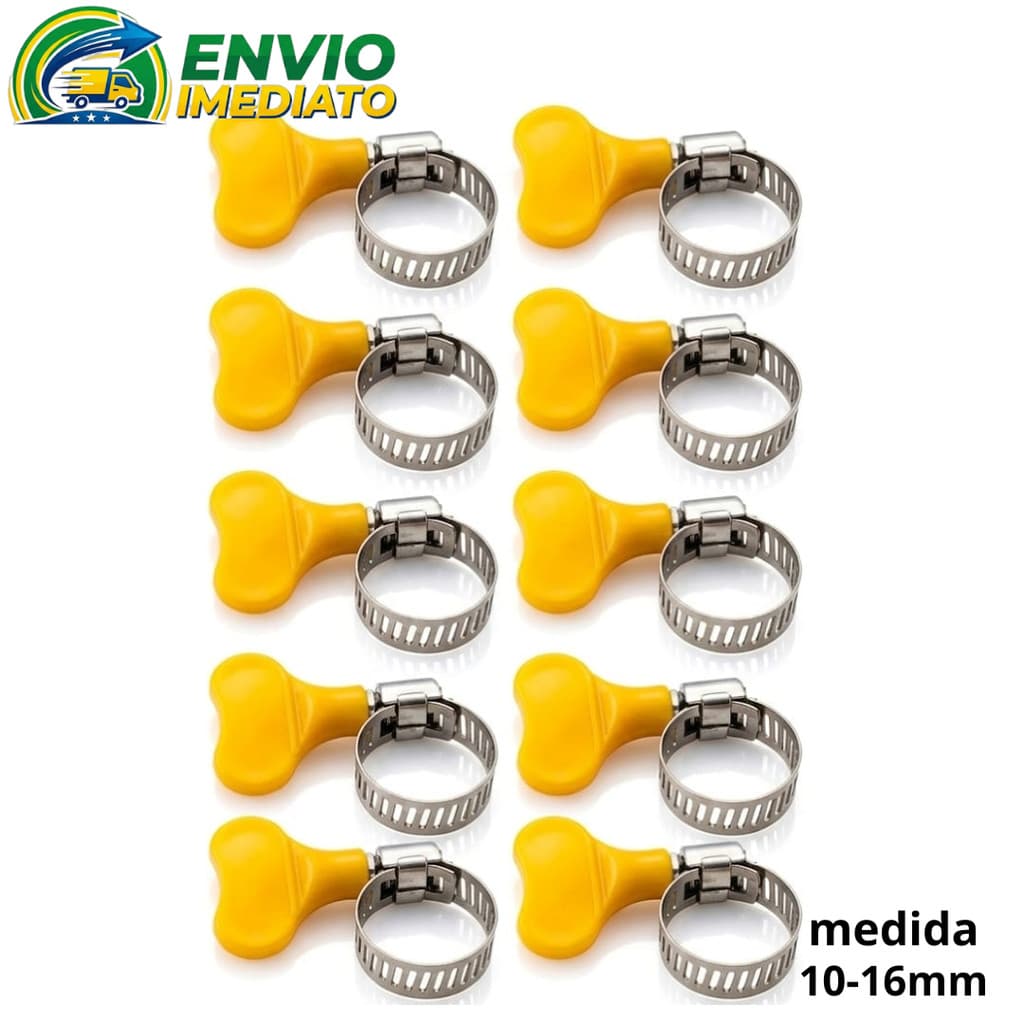 Kit 10 Abraçadeiras Borboleta De Mangueira Regulável Aço Inox