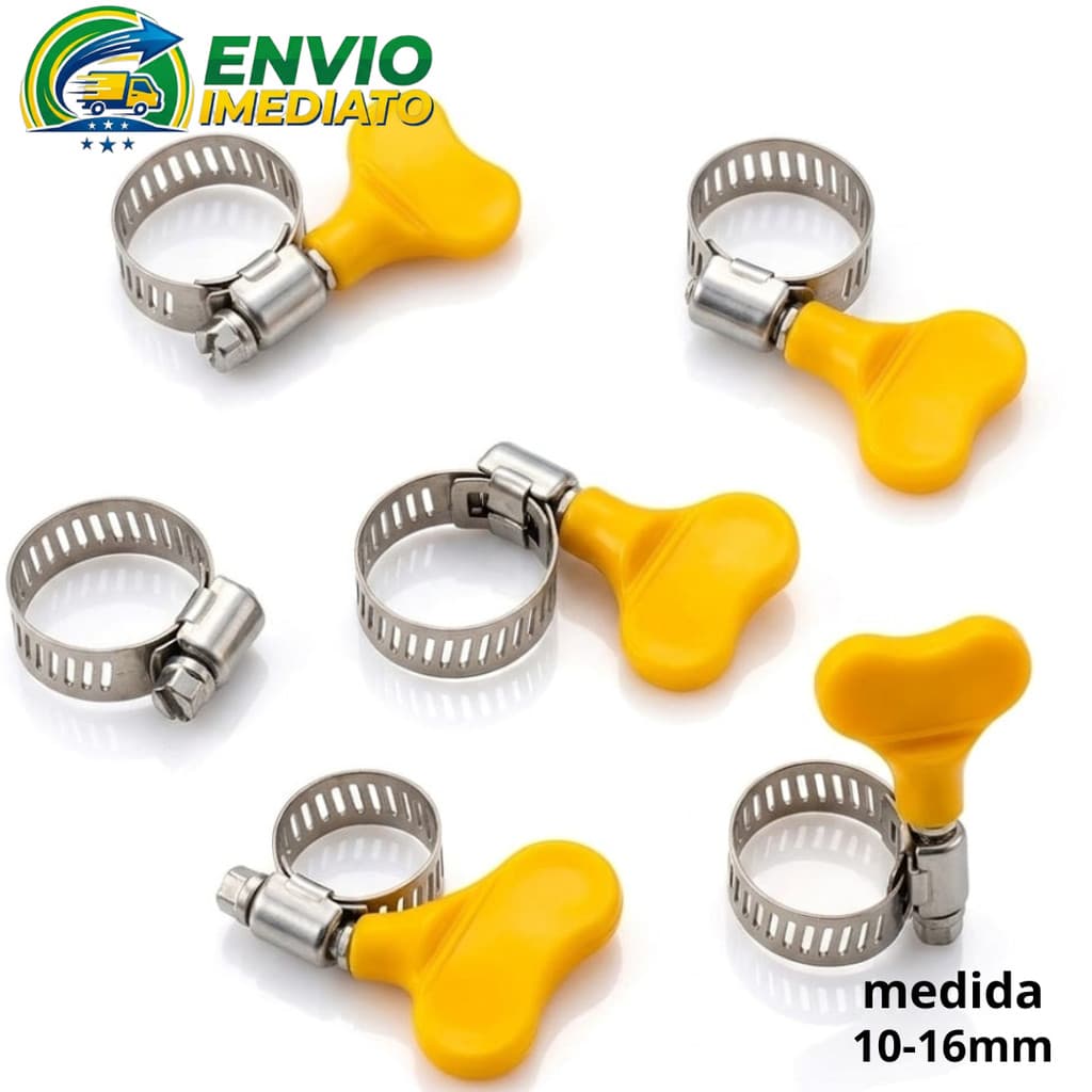 Kit 06 Abraçadeiras Borboleta De Mangueira Regulável Aço Inox