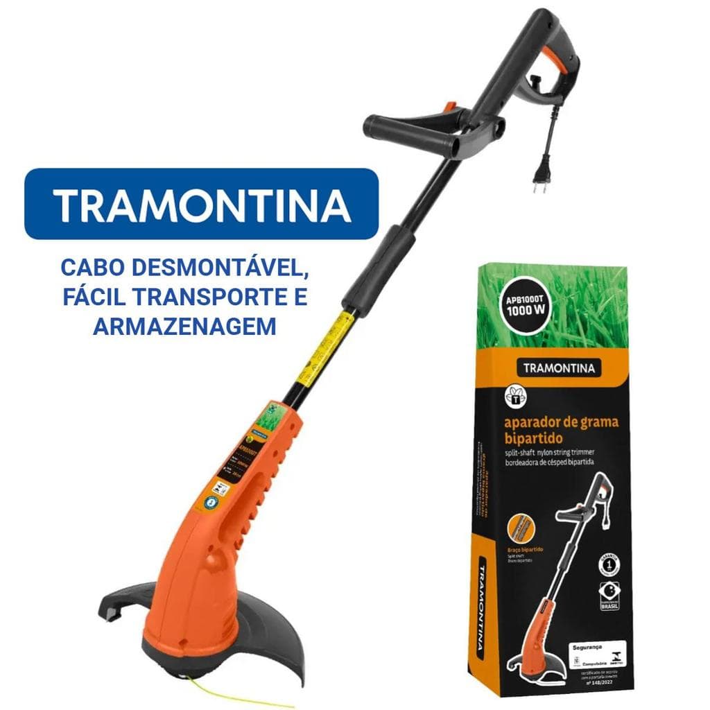 Aparador Tramontina Cortador De Grama Elétrico Cabo Desmontável Bipartido Apb1000t 1000W