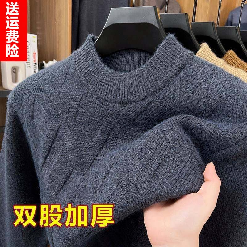 Inverno masculino camisola grossa meia gola alta pai de meia-idade usar camisola de malha de meia-idade idosos camisola
