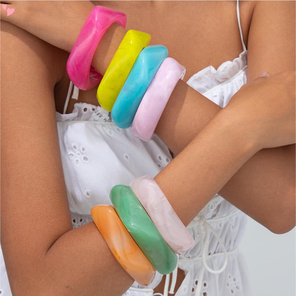 Pulseiras Grossas De Acrílico Para Mulheres , Pulseira De Resina Acrílica Punk Irregular , Punho Geométrico Larga , Moda