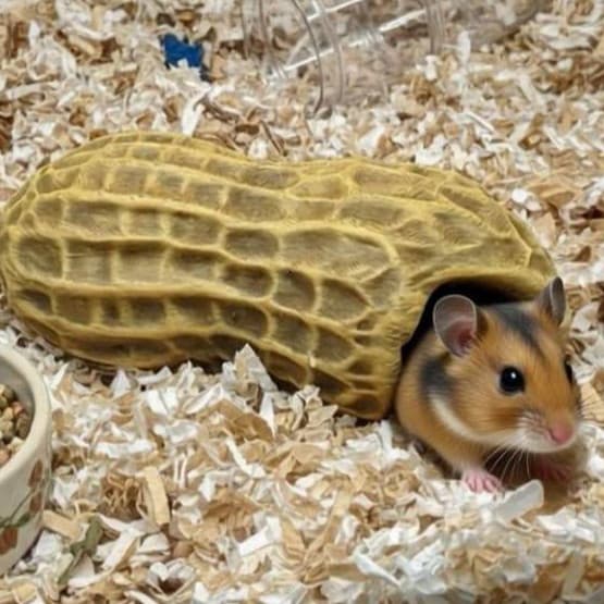 Toca Amendoim Gigante Realista - Casa para Hamster e Roedores com 2 Quartos Gerbil Répteis Terrário