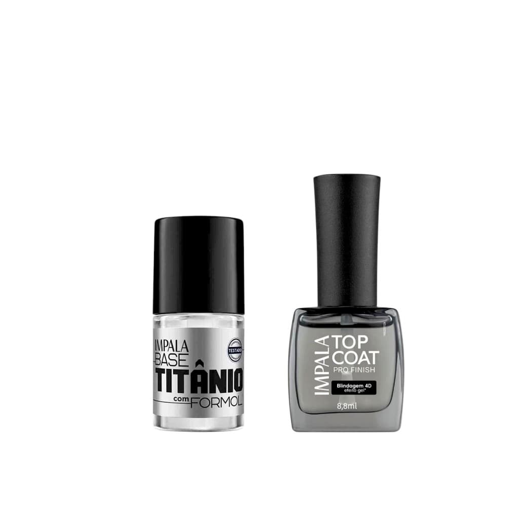 Kit  Base Titânio + Esmalte Impala Top Coat Blindagem Efeito Gel - Lançamento