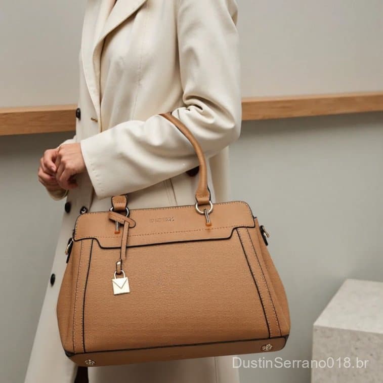 Bolsa de Ombro Grande Feminina Vintage em Couro PU para Trabalho Diário