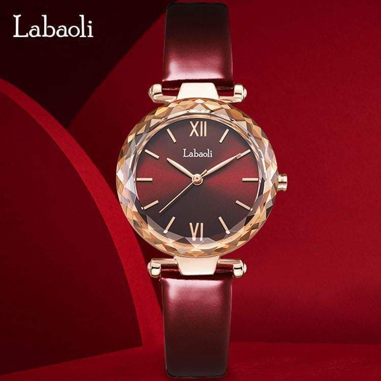 Labaoli labaoli labaoli vinho vermelho marca relógio moda diamante-incrustado inglês relógio Tik Tok moda feminina relóg