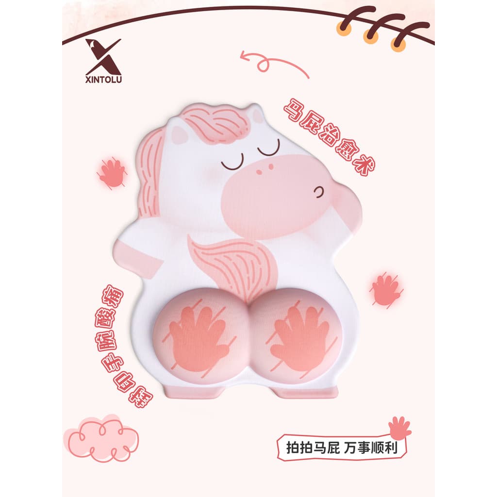 Papa pequeno cavalo rosa Mouse Pad suporte de pulso menina bonito escritório computador portátil escritório Silicone sup
