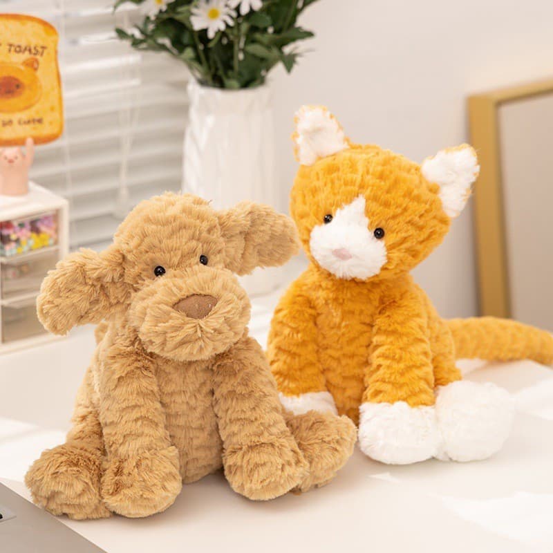 Postura sentada onda cabelo cordeiro bonito cão peludo reconfortante acompanhando brinquedo gato presente para namorada
