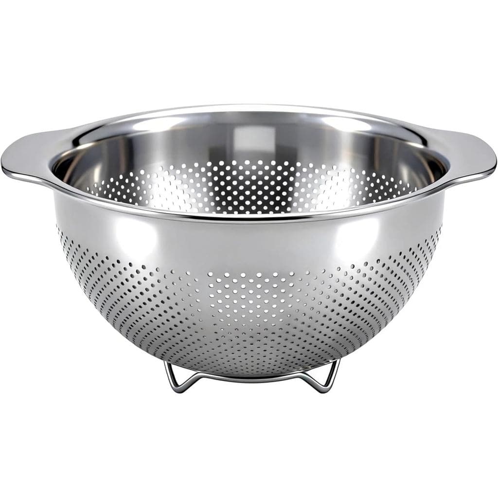 Escorredor de Metal com Alça – Grande Escorredor e Filtro para Alimentos – Escorredor de Aço Inoxidável 18/8 para Arroz,