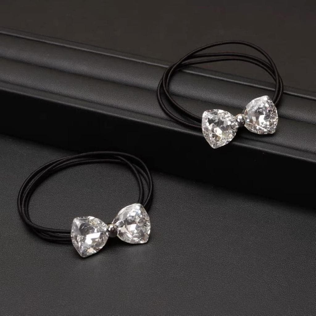 Elástico de Cabelo com Laço de Cristal para Mulheres, Acessório de Cabelo Elegante e Luxuoso, Simples e Único para Mulhe