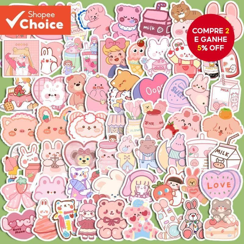 90pcs Adesivos Cute Peach Soda Bear Rabbit para Garrafa de Água Washi Scrapbooking Escolares