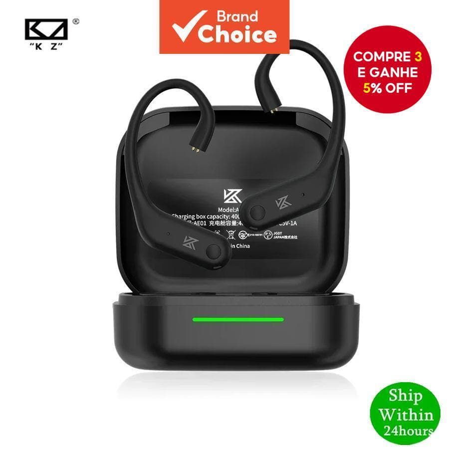 KZ AE01 Ganchos De Ouvido Sem Fio Bluetooth 5.4 Cabo De Atualização TWS Conector C-PIN Fones Esportivos HiFi À Prova D'á
