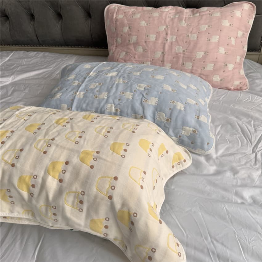 Comércio exterior novo produto puro algodão quatro camadas gaze fronha algodão dos desenhos animados Jacquard único trav