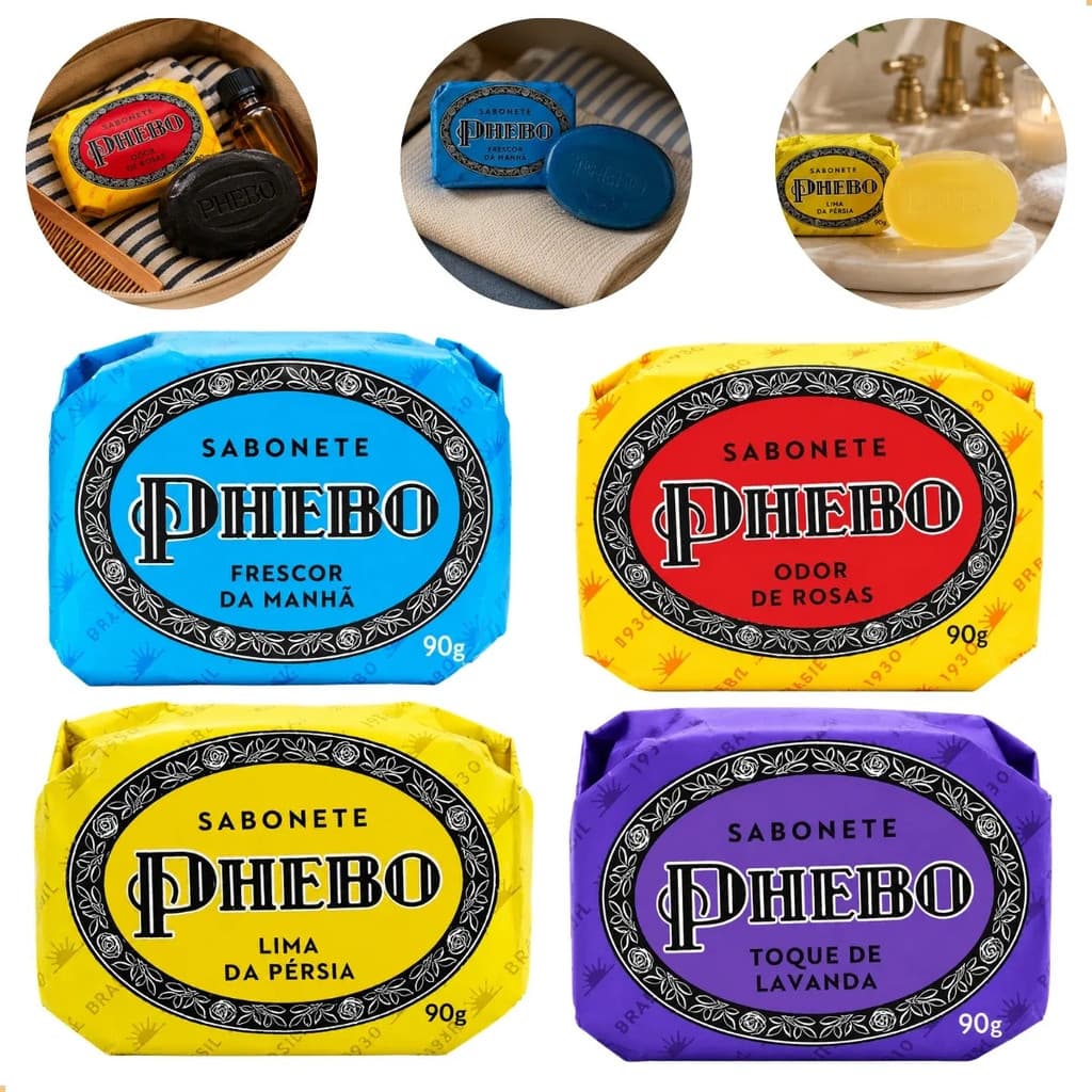 Sabonetes Phebo Glicerina Vegetal 90g para Presente Aroma 4 unidades Especiais