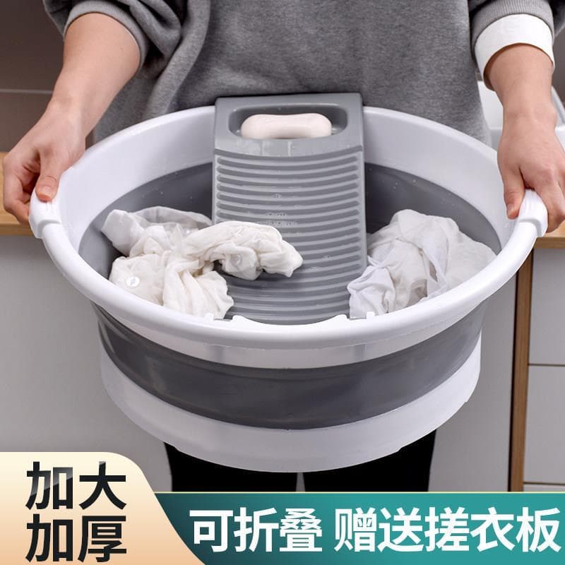 Bacia de lavanderia dobrável japonesa com lavatório integrado bacia de lavanderia doméstica Extra grande bacia de lavand