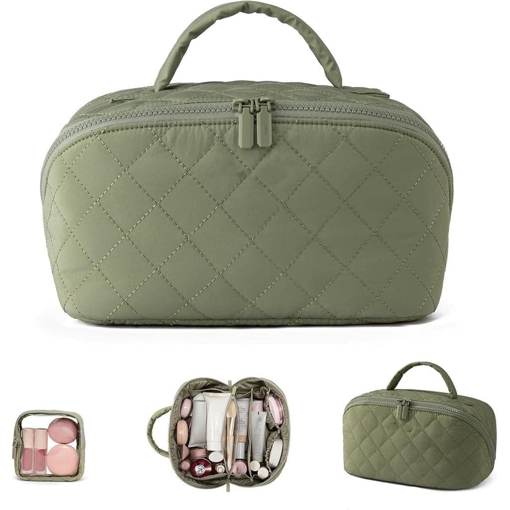 Bolsa de Maquiagem para Mulher, Bolsa de Maquiagem para Festivais, Estojo Cosmético Impermeável com Abertura Ampla e Des