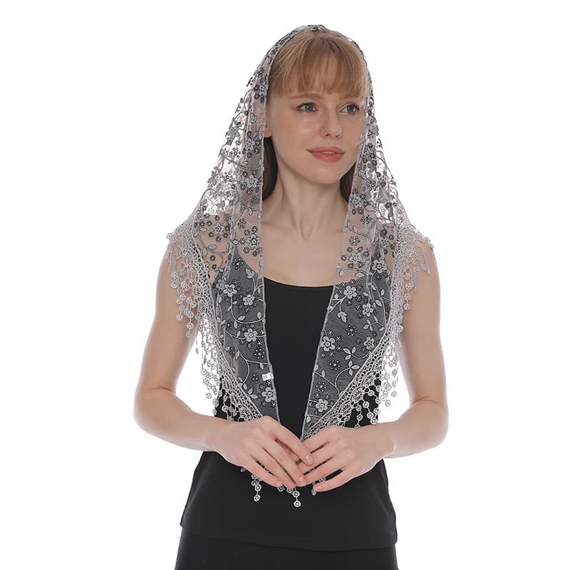 Primavera outono Floral renda versão coreana triângulo véu atacado clássico respirável oco cor sólida triângulo feminino