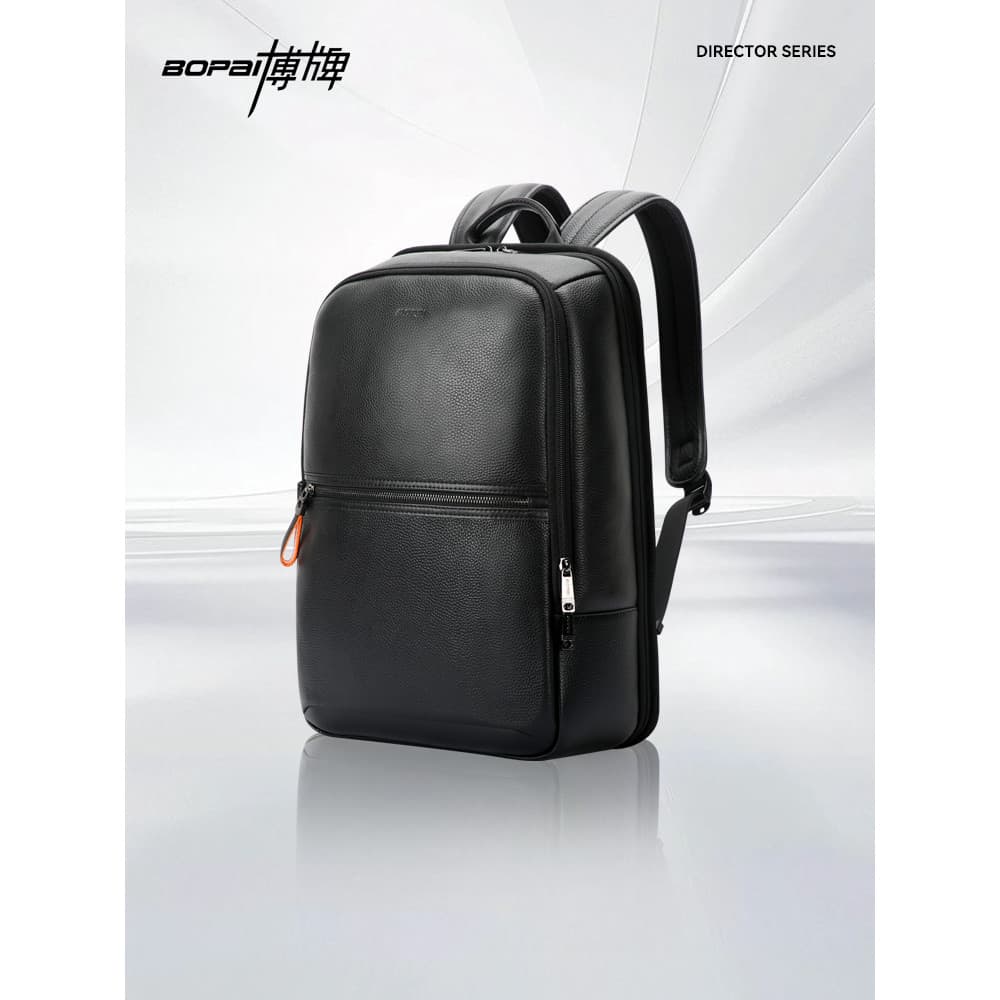 Expo marca de couro genuíno mochila de negócios masculino computador mochila trabalho Commuter primeira camada mochila m