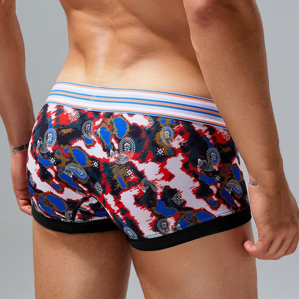 SEOBEAN SEOBEAN Cueca boxer masculina em formato de galo, cintura baixa, cueca boxer esportiva camuflada