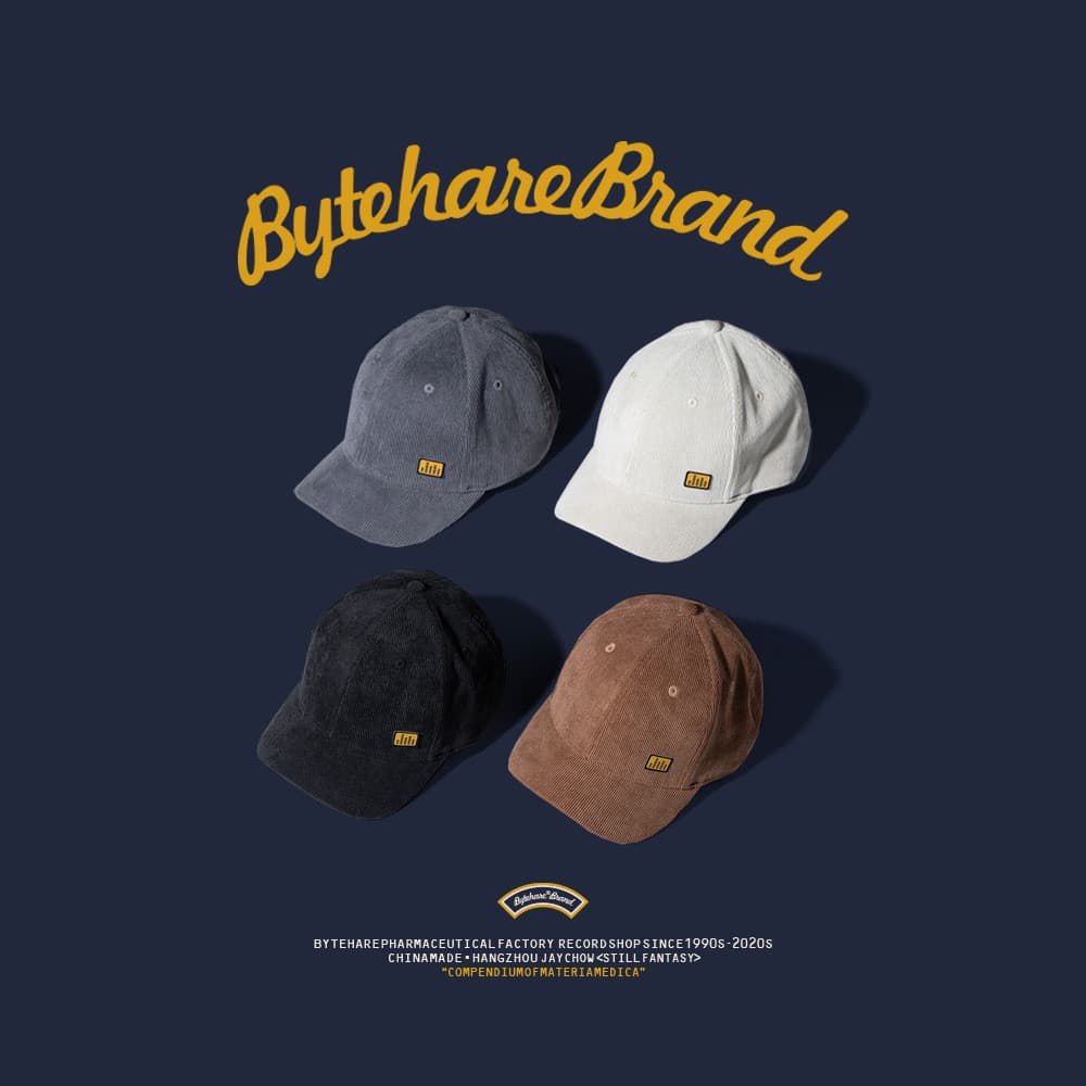 [149 Yuan Opcional Três Peças] Boné de Beisebol Musical Original Aba Curta Casal Boné de Veludo Masculino