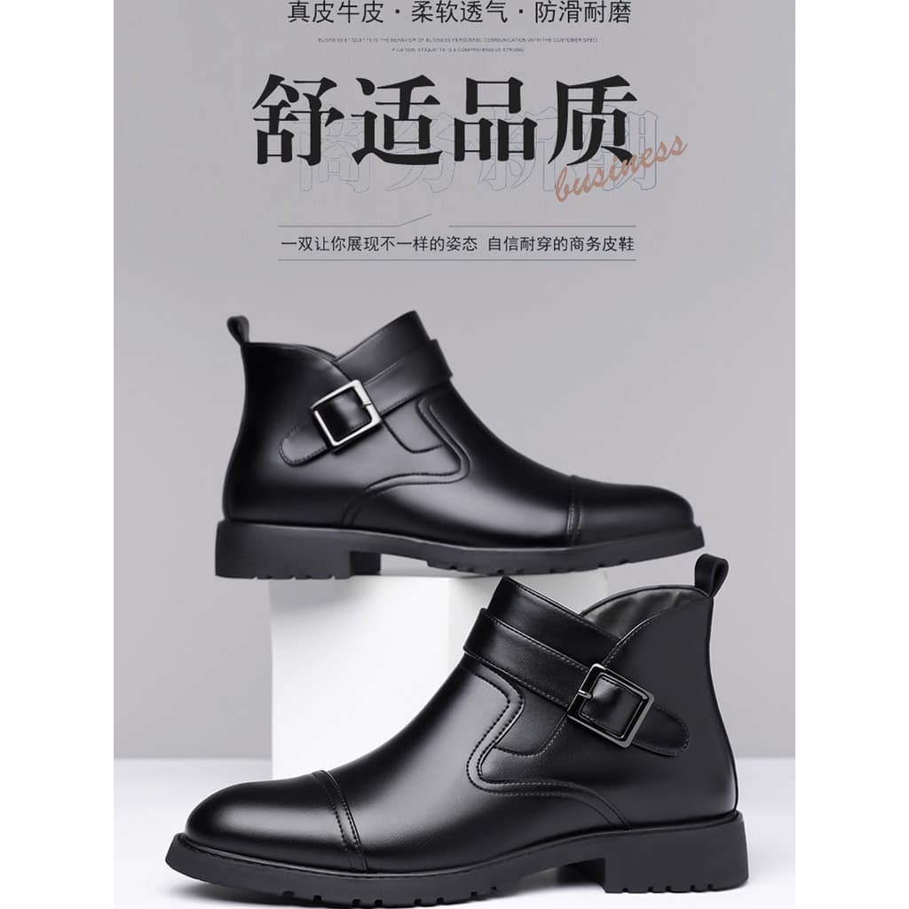 Homens zíper Chelsea botas de negócios Formal Wear couro genuíno Martin botas de couro de alta qualidade terno sapatos d