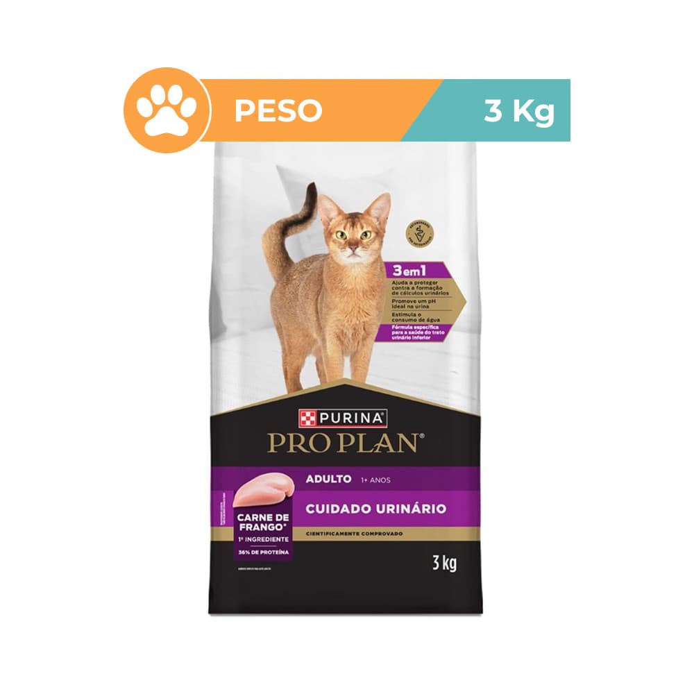 Ração Pro Plan Frango Urinary Gatos Adultos 3kg Purina