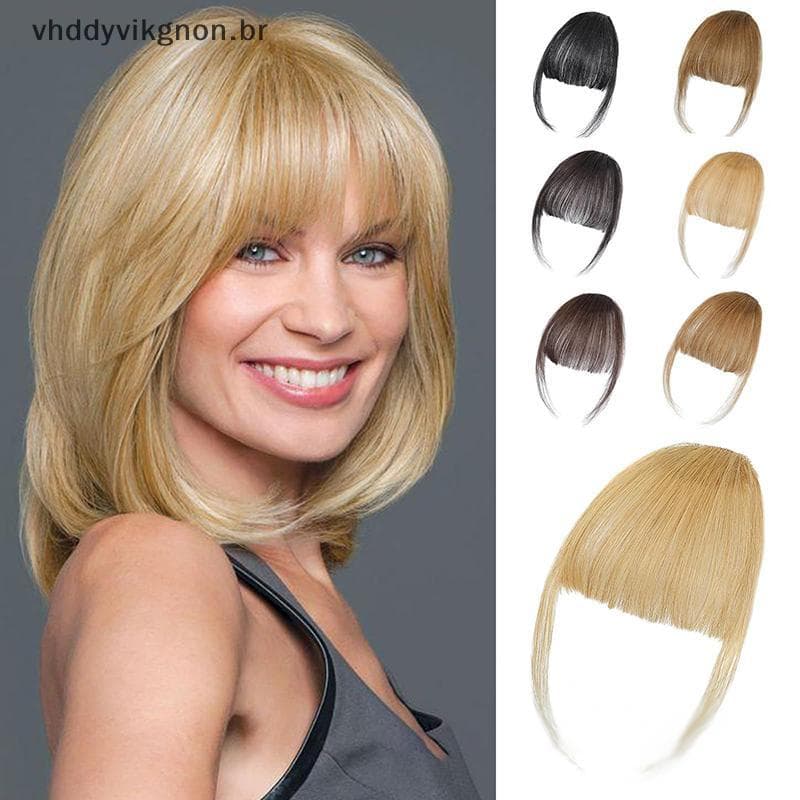 vhddyvikgnon Franja De Ar Falsa Sintética , Extensão De Cabelo Natural , Franjas Frontais , Clipe Marrom Em , Costeletas