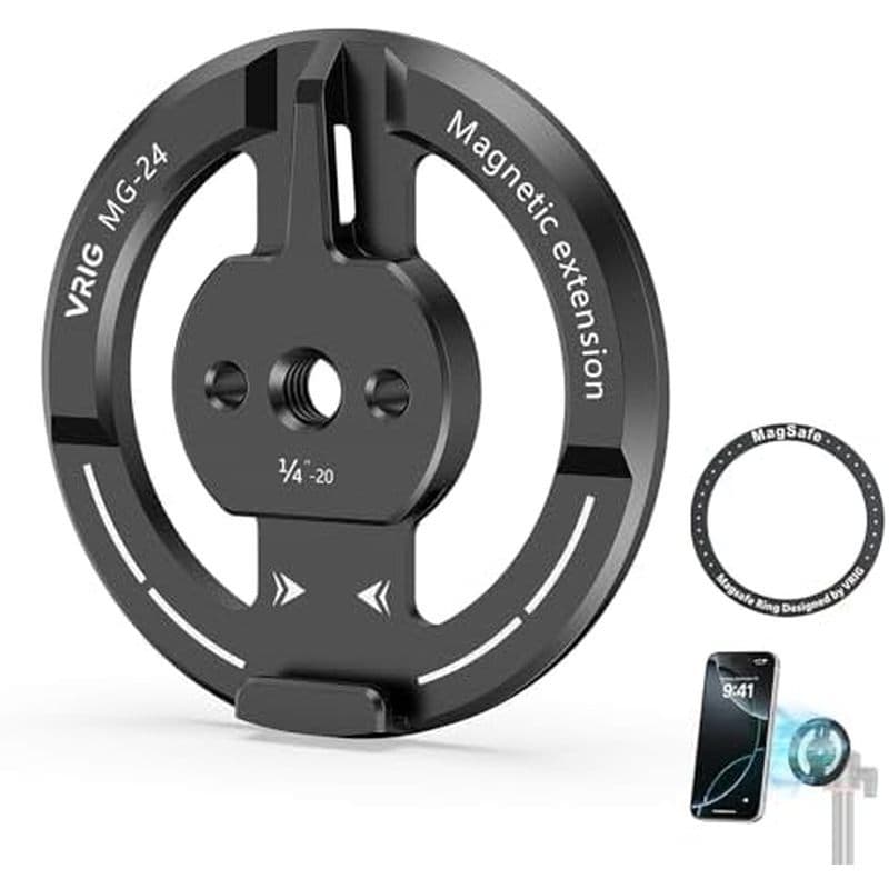 Suporte Magnético Duplo Para Telefone VRIG , Tripé Com Parafuso Dobrável Ultrafino De 1/4 " Compatível Magsafe iPhone 16