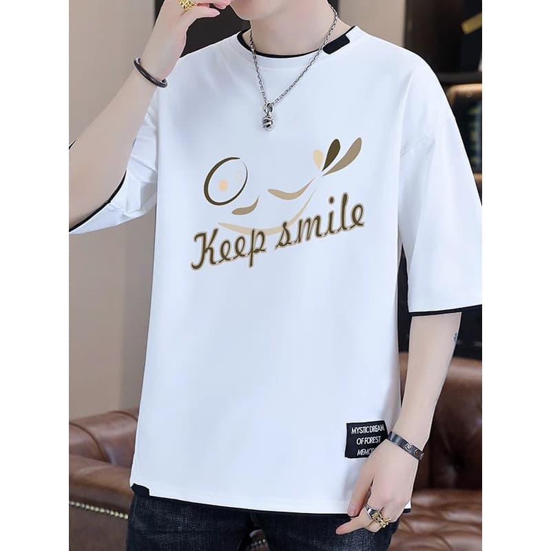 Moda de manga curta camiseta masculina verão juventude meia manga camiseta júnior estudantes do ensino médio bonito cria