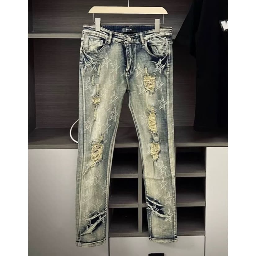 Calça masculina retrô Slim fit Skinny calça masculina rasgada calça Jeans feminina