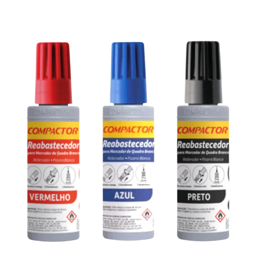 Kit 3 Reabastecedores Para Marcador de Quadro Branco - COMPACTOR